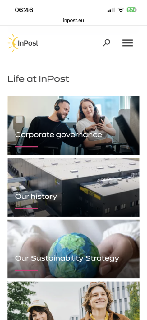 InPost Life at InPost mobile page