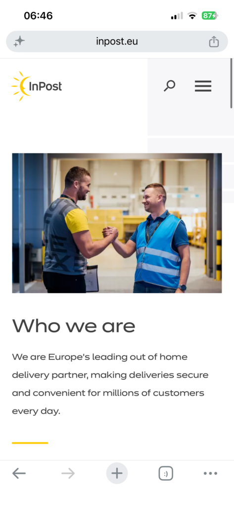 InPost Who we are mobile page