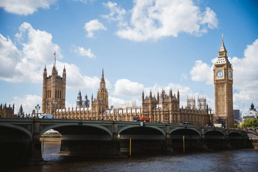 The Palace of Westminster and Elizabeth Tower beside the Thames
