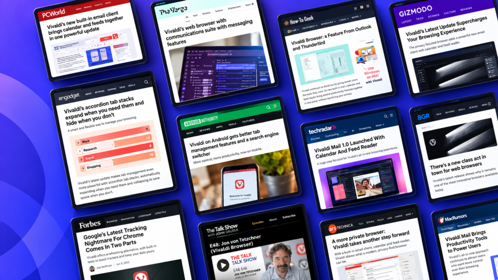 Examples of media coverage secured for Vivaldi.